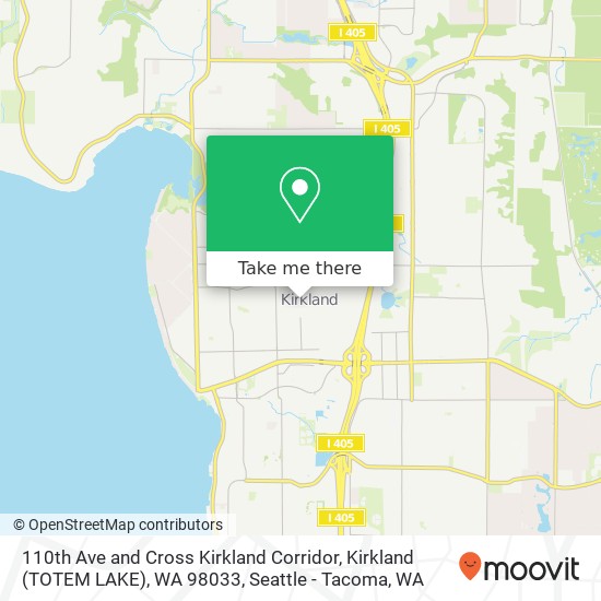 110th Ave and Cross Kirkland Corridor, Kirkland (TOTEM LAKE), WA 98033 map