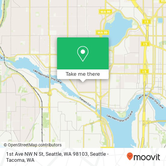 Mapa de 1st Ave NW N St, Seattle, WA 98103