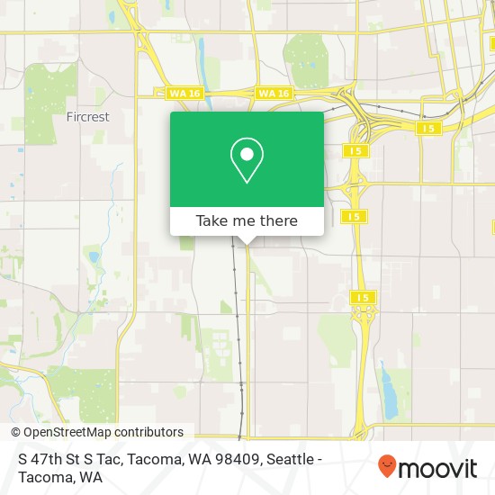 Mapa de S 47th St S Tac, Tacoma, WA 98409
