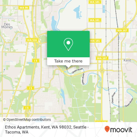 Mapa de Ethos Apartments, Kent, WA 98032