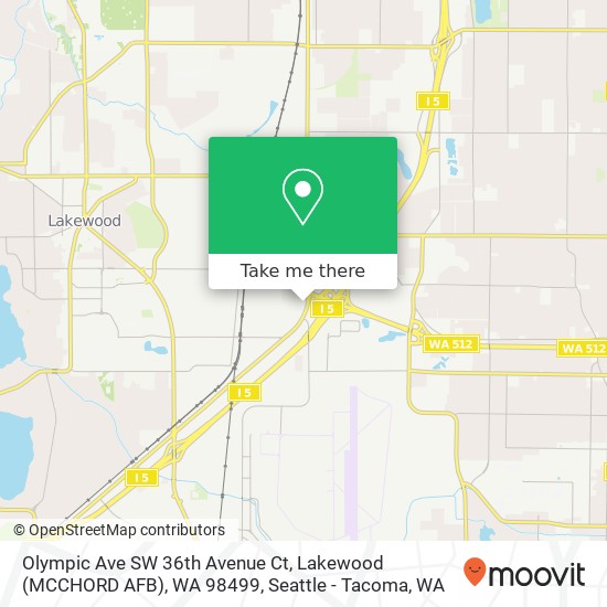 Mapa de Olympic Ave SW 36th Avenue Ct, Lakewood (MCCHORD AFB), WA 98499