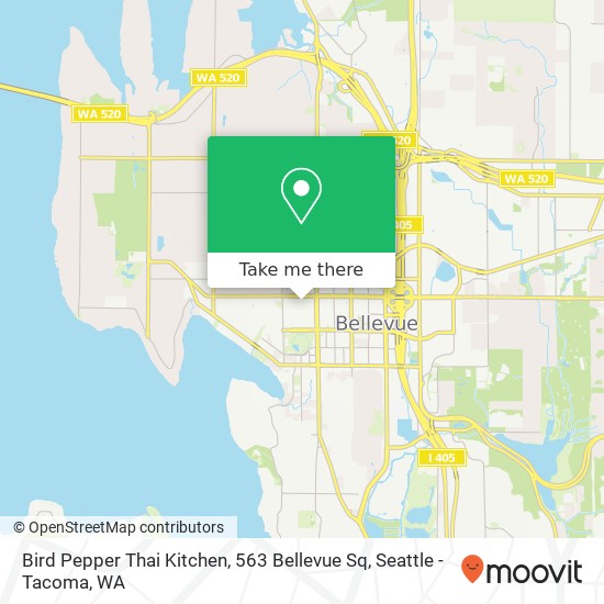 Mapa de Bird Pepper Thai Kitchen, 563 Bellevue Sq