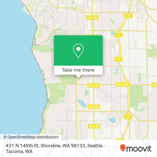 Mapa de 431 N 149th St, Shoreline, WA 98133