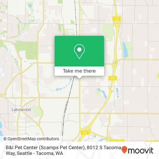 Mapa de B&I Pet Center (Scamps Pet Center), 8012 S Tacoma Way