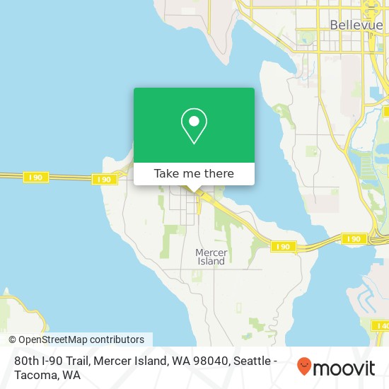 Mapa de 80th I-90 Trail, Mercer Island, WA 98040