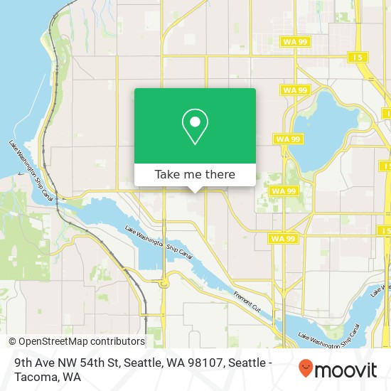 Mapa de 9th Ave NW 54th St, Seattle, WA 98107