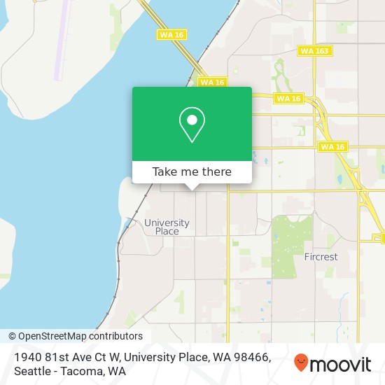 Mapa de 1940 81st Ave Ct W, University Place, WA 98466