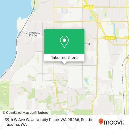 Mapa de 39th W Ave W, University Place, WA 98466