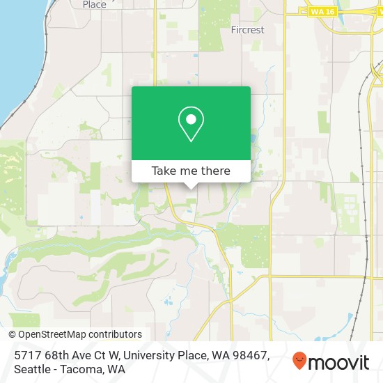 Mapa de 5717 68th Ave Ct W, University Place, WA 98467