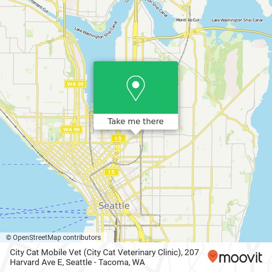 Mapa de City Cat Mobile Vet (City Cat Veterinary Clinic), 207 Harvard Ave E