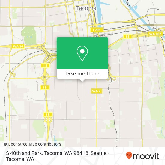 S 40th and Park, Tacoma, WA 98418 map