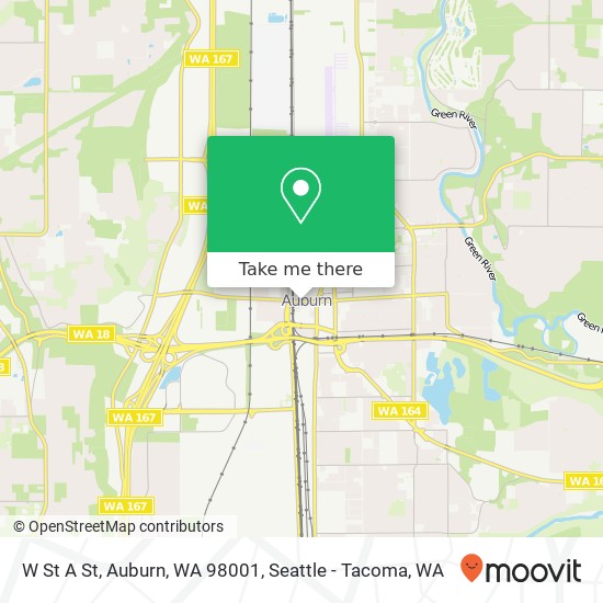 Mapa de W St A St, Auburn, WA 98001