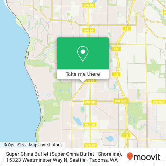 Mapa de Super China Buffet (Super China Buffet - Shoreline), 15323 Westminster Way N