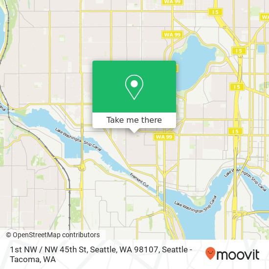 Mapa de 1st NW / NW 45th St, Seattle, WA 98107