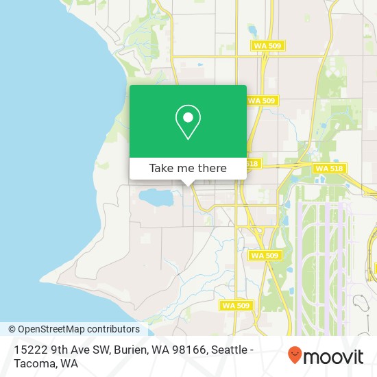 Mapa de 15222 9th Ave SW, Burien, WA 98166