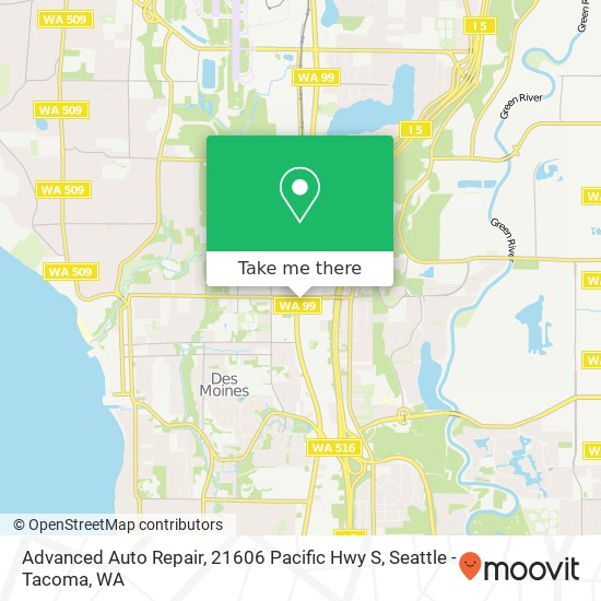 Mapa de Advanced Auto Repair, 21606 Pacific Hwy S