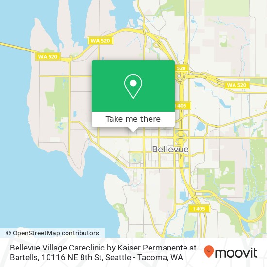 Mapa de Bellevue Village Careclinic by Kaiser Permanente at Bartells, 10116 NE 8th St