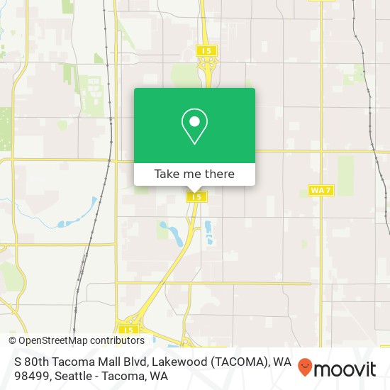 S 80th Tacoma Mall Blvd, Lakewood (TACOMA), WA 98499 map