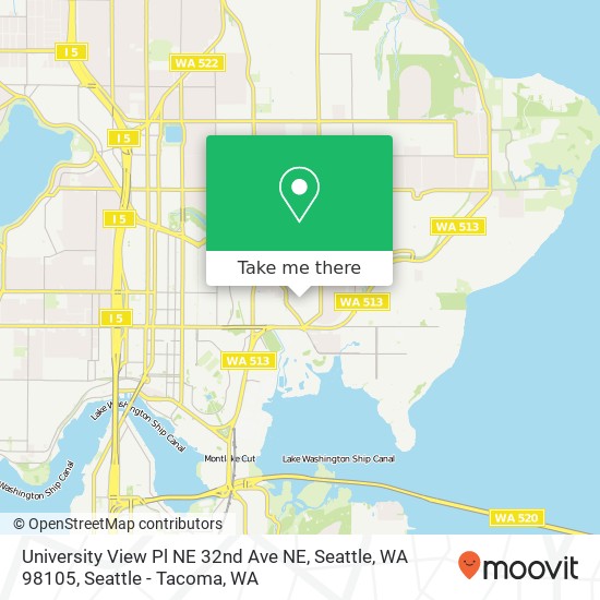 Mapa de University View Pl NE 32nd Ave NE, Seattle, WA 98105