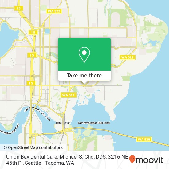 Union Bay Dental Care: Michael S. Cho, DDS, 3216 NE 45th Pl map