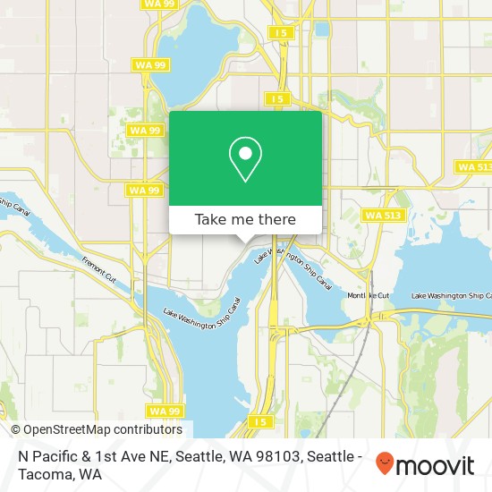 N Pacific & 1st Ave NE, Seattle, WA 98103 map