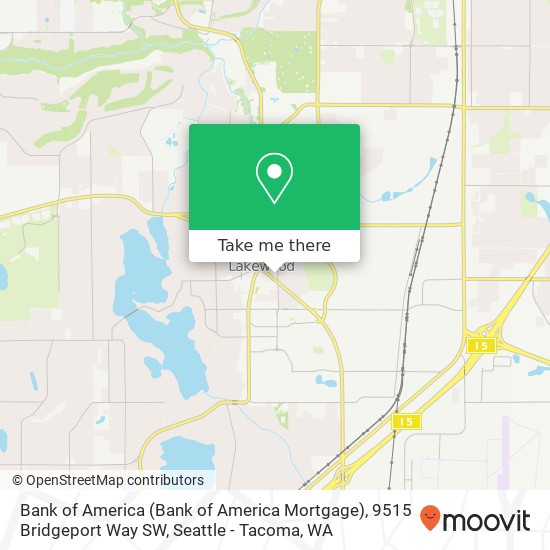 Mapa de Bank of America (Bank of America Mortgage), 9515 Bridgeport Way SW