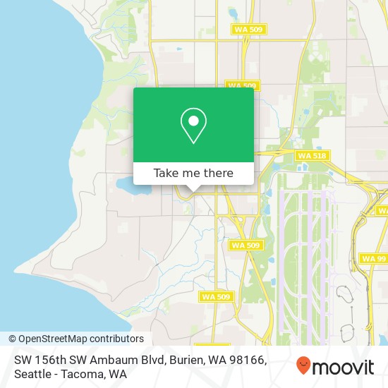 Mapa de SW 156th SW Ambaum Blvd, Burien, WA 98166