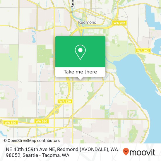 Mapa de NE 40th 159th Ave NE, Redmond (AVONDALE), WA 98052