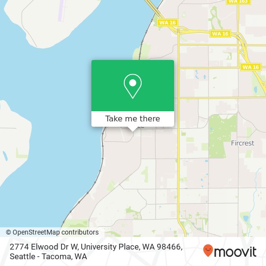 Mapa de 2774 Elwood Dr W, University Place, WA 98466