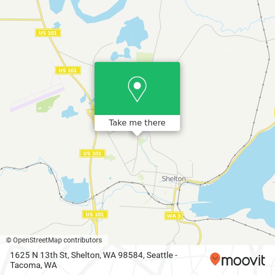 Mapa de 1625 N 13th St, Shelton, WA 98584