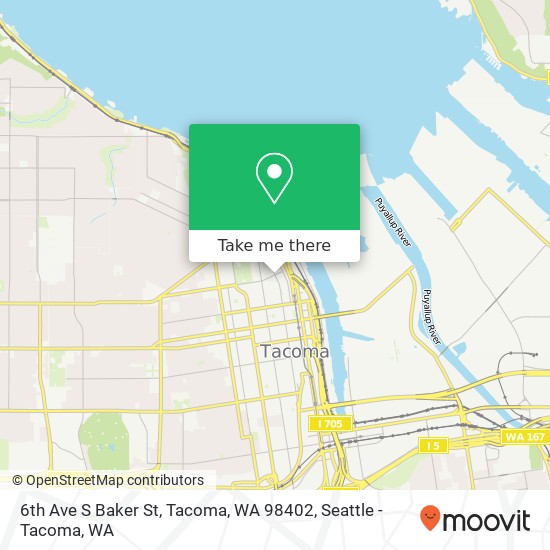 Mapa de 6th Ave S Baker St, Tacoma, WA 98402
