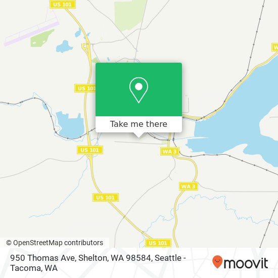 Mapa de 950 Thomas Ave, Shelton, WA 98584