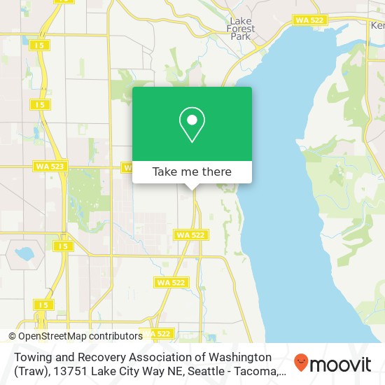 Mapa de Towing and Recovery Association of Washington (Traw), 13751 Lake City Way NE