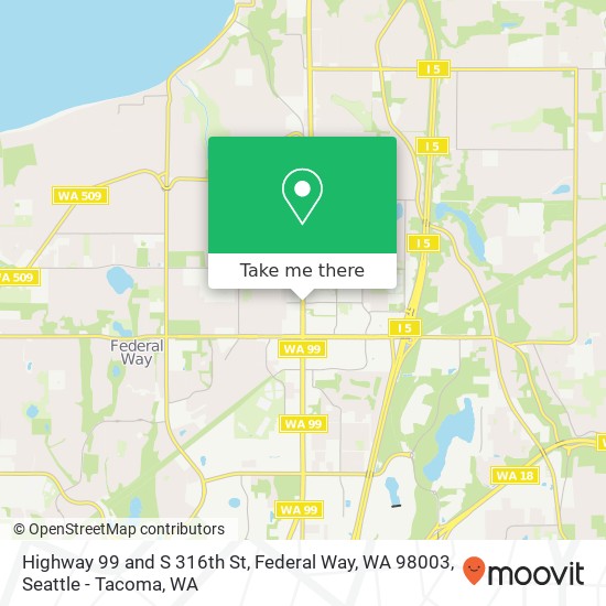 Highway 99 and S 316th St, Federal Way, WA 98003 map