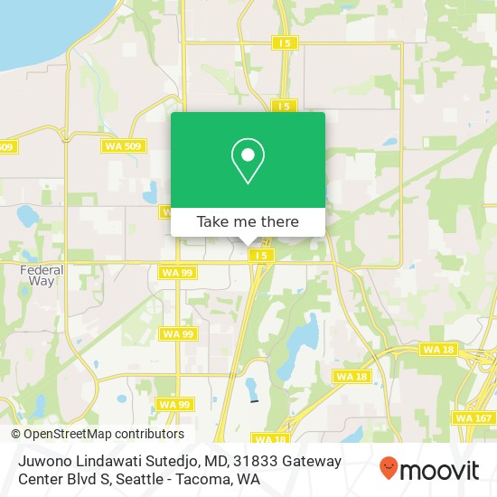 Mapa de Juwono Lindawati Sutedjo, MD, 31833 Gateway Center Blvd S