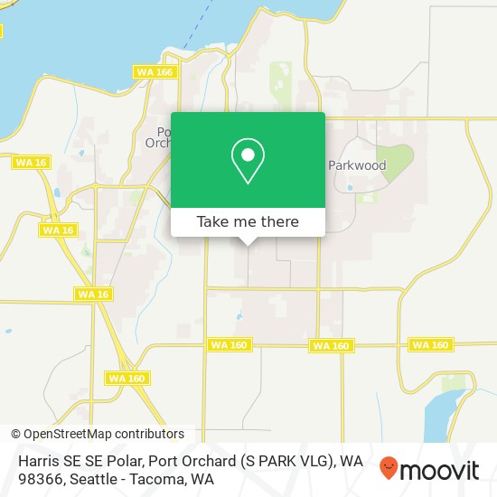 Mapa de Harris SE SE Polar, Port Orchard (S PARK VLG), WA 98366