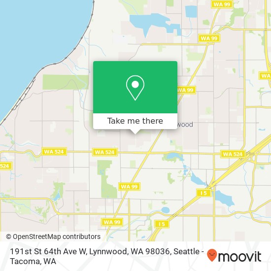 Mapa de 191st St 64th Ave W, Lynnwood, WA 98036