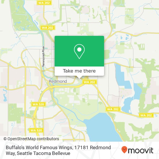 Buffalo's World Famous Wings, 17181 Redmond Way map