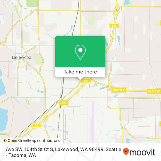 Mapa de Ave SW 104th St Ct S, Lakewood, WA 98499