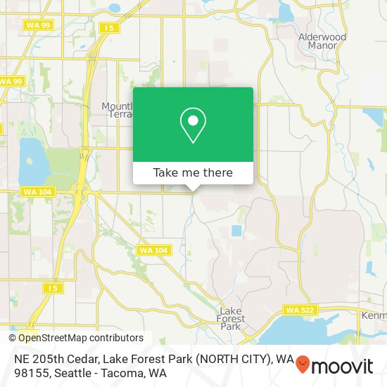 NE 205th Cedar, Lake Forest Park (NORTH CITY), WA 98155 map