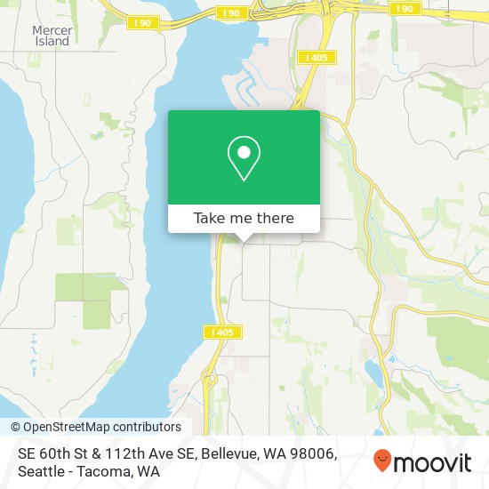 Mapa de SE 60th St & 112th Ave SE, Bellevue, WA 98006