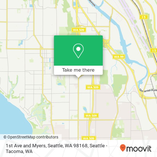1st Ave and Myers, Seattle, WA 98168 map