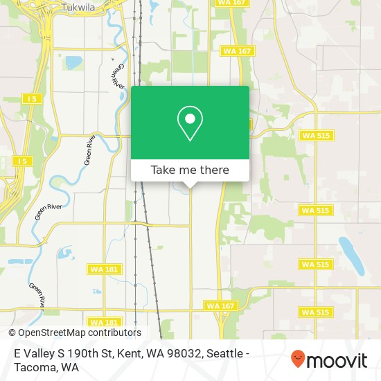 Mapa de E Valley S 190th St, Kent, WA 98032