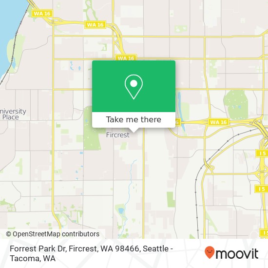 Mapa de Forrest Park Dr, Fircrest, WA 98466