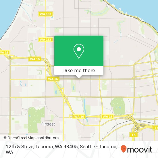 Mapa de 12th & Steve, Tacoma, WA 98405