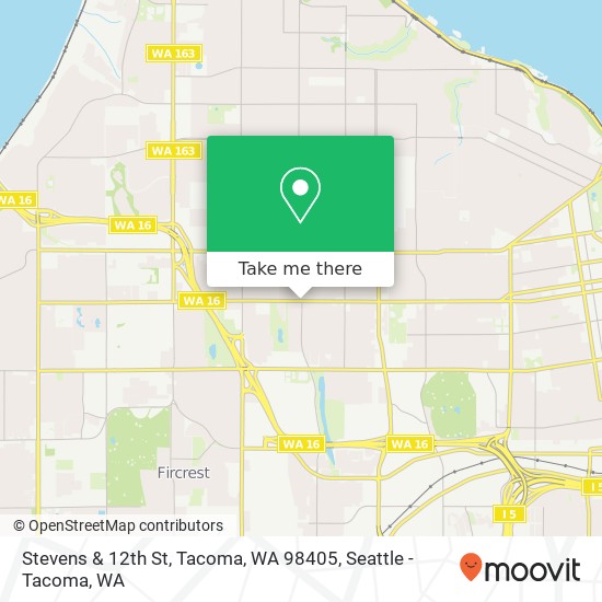 Mapa de Stevens & 12th St, Tacoma, WA 98405