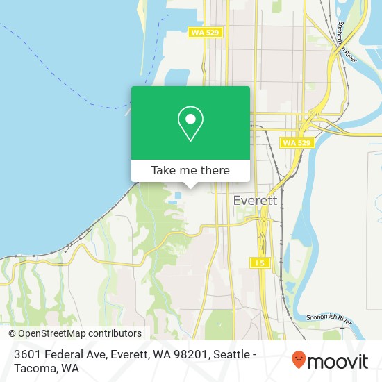 Mapa de 3601 Federal Ave, Everett, WA 98201