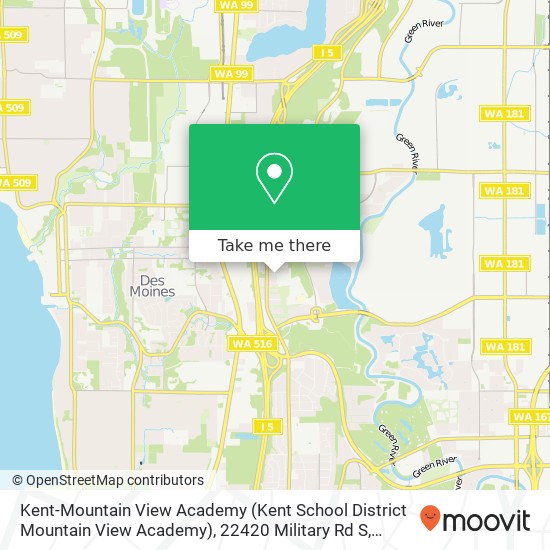 Mapa de Kent-Mountain View Academy (Kent School District Mountain View Academy), 22420 Military Rd S