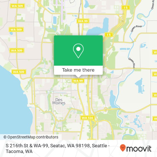 Mapa de S 216th St & WA-99, Seatac, WA 98198