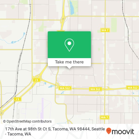 Mapa de 17th Ave at 98th St Ct S, Tacoma, WA 98444